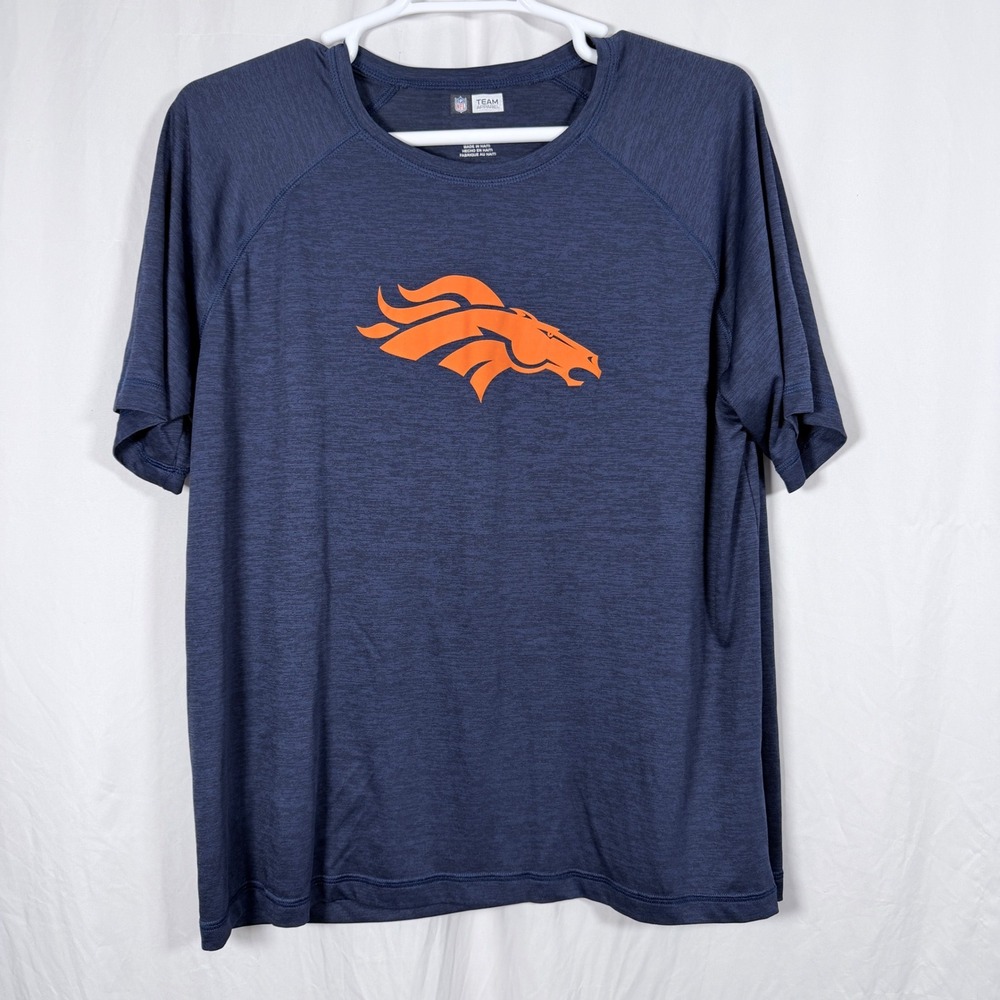 NFL Team Apparel‎ Denver Broncos T-Shirt Performance Heather Navy Blue XXL